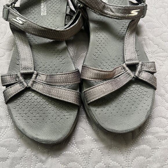 Skechers Sandals SZ 9 On The Go 600 Brilliancy Ankle Strap Black Grey Outdoor - Picture 8 of 10